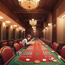 Tampilan meja blackjack Playtech dengan dealer langsung, multi-kamera, dan opsi taruhan di aplikasi sayapbola slot